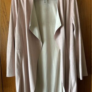 Chico's Light Pink Open Front Blazer Faux suede duster jacket ; open front,